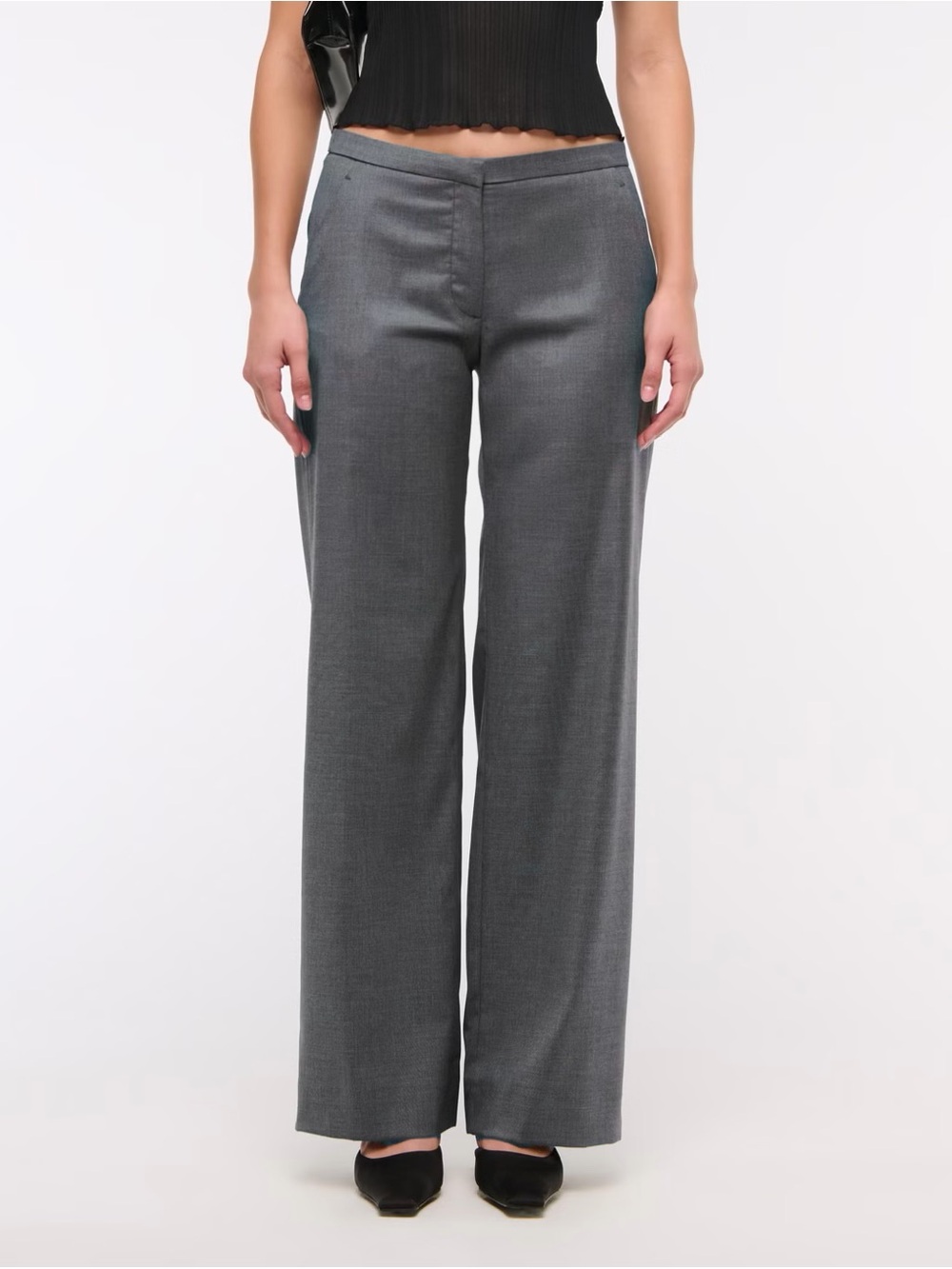 Abercrombie & Fitch Wide-Leg Gray Dress Pants